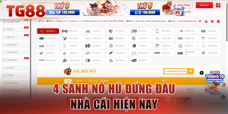 4 sảnh nổ hũ đứng đầu nhà cái hiện nay