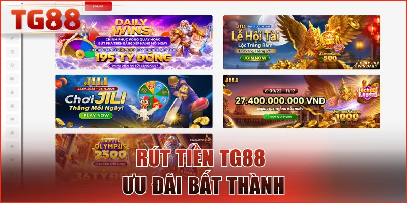 Rút tiền TG88 ưu đãi bất thành